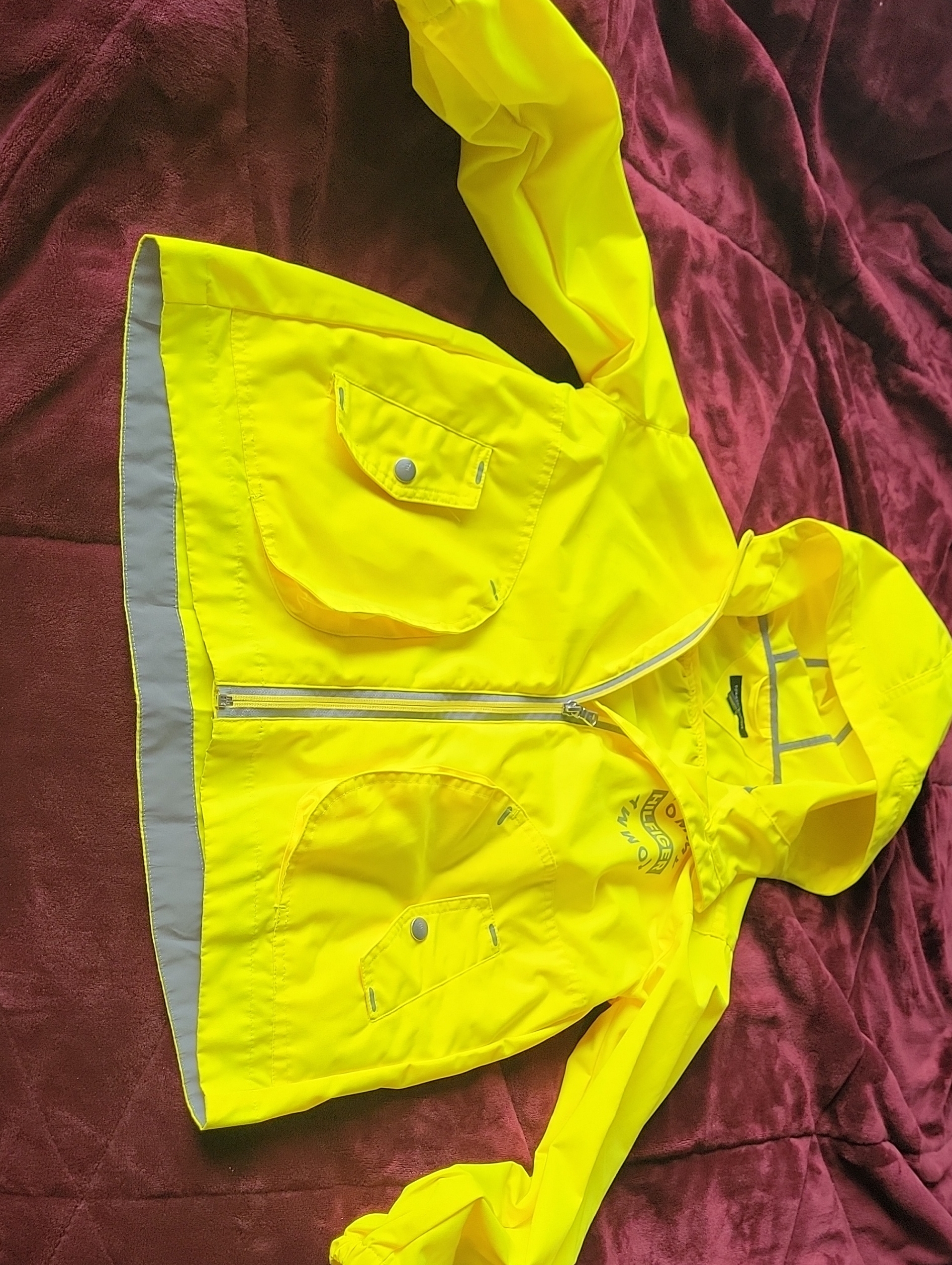 Tommy Hilfiger Bright Yellow Hooded Kids Rain Jacket